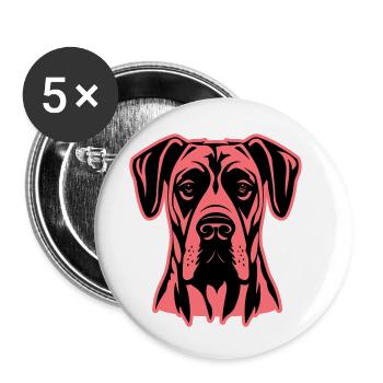 Great Dane Dog Head - Buttons small 1''/25 mm (5-pack) - white - Front