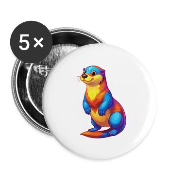 Loutre de mer Coloré Kawaii Dessin animé Animal marin - Lot de 5 petits badges (25 mm) - blanc - Devant