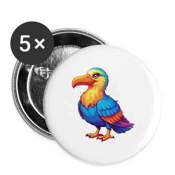 Albatross Colorful Kawaii Cartoon Character Bird - Buttons small 1''/25 mm (5-pack) - white - Front