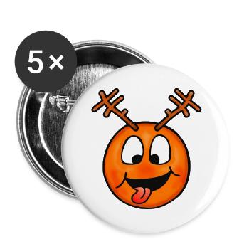 Lustiges verrücktes Hirsch Emoticon - Buttons klein 25 mm (5er Pack) - Weiß - Vorne