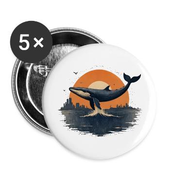 Fesselnder Wal - Buttons klein 25 mm (5er Pack) - Weiß - Vorne