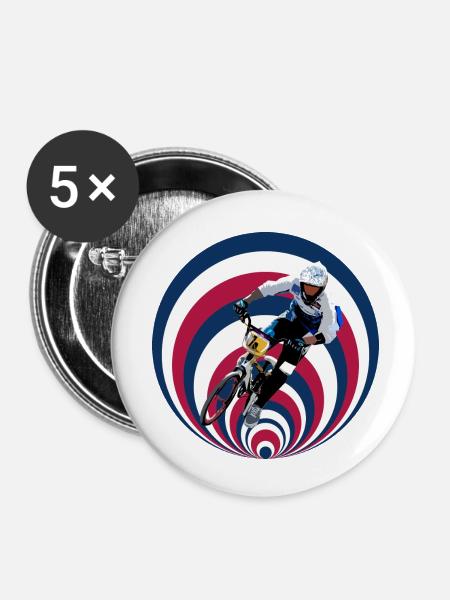 BMX Rennen - Buttons klein 25 mm (5er Pack) - Weiß