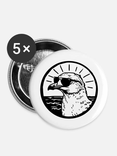 Möwe - Buttons klein 25 mm (5er Pack) - Weiß