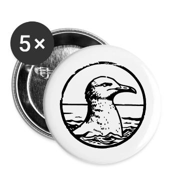 Möwe - Buttons klein 25 mm (5er Pack) - Weiß - Vorne