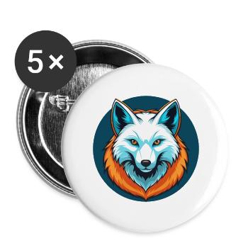 Polarfuchs Niedliches Kawaii Cartoon Tier Haustier Logo - Buttons klein 25 mm (5er Pack) - Weiß - Vorne