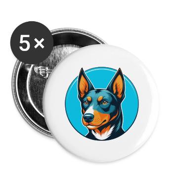 Australischer Kelpie Hund Niedliches Kawaii Cartoon Haustier Logo - Buttons klein 25 mm (5er Pack) - Weiß - Vorne