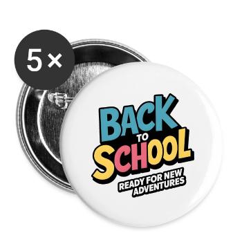 back to school - Buttons small 1''/25 mm (5-pack) - white - Front