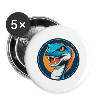 Anaconda Niedliches Kawaii Cartoon Tier Haustier Logo - Buttons klein 25 mm (5er Pack) - Weiß - Vorne