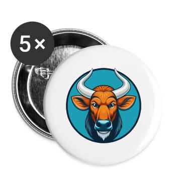 Bongo Niedliche Kawaii Cartoon Clipart Tier Haustier Logo - Buttons klein 25 mm (5er Pack) - Weiß - Vorne