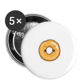 Fröhlicher Donut Cartoon - Süßer Snack Illustratio - Buttons klein 25 mm (5er Pack) - Weiß - Vorne