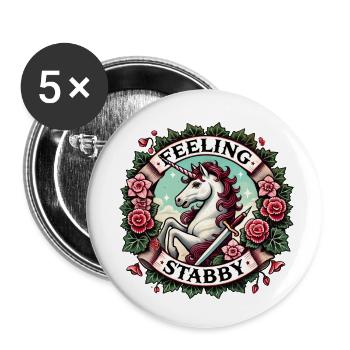 Feeling Stabby Unicorn - Buttons small 1''/25 mm (5-pack) - white - Front