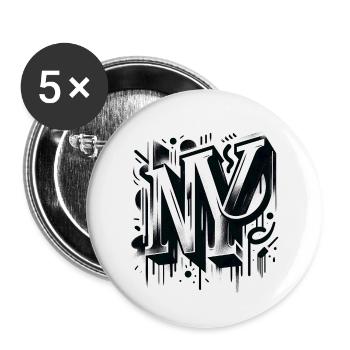 New York City, NYC, United States of America - Buttons small 1''/25 mm (5-pack) - white - Front