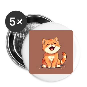 Laughing kitten - Buttons small 1''/25 mm (5-pack) - white - Front