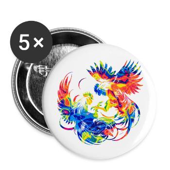Coq, tup, combat, animal, isolé, coloré, poulet - Lot de 5 petits badges (25 mm) - blanc - Devant