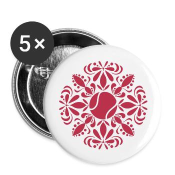 Tennis Mandala - Buttons klein 25 mm (5er Pack) - Weiß - Vorne