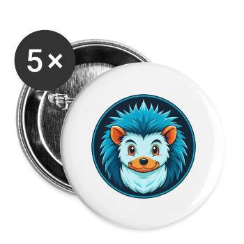 Igel Niedliches Kawaii Cartoon Tier Haustier Logo - Buttons klein 25 mm (5er Pack) - Weiß - Vorne
