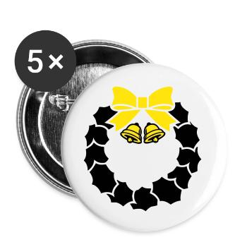 Wreath Bells 002 - Buttons small 1''/25 mm (5-pack) - white - Front