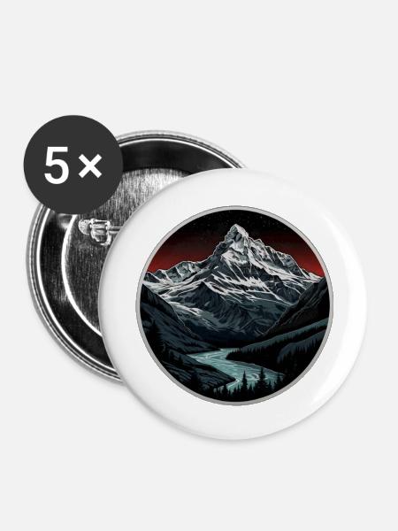 Schweizer Berge - Buttons klein 25 mm (5er Pack) - Weiß
