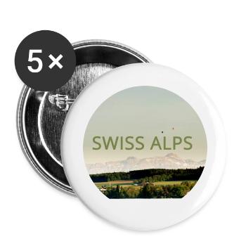 Swiss Alps around Lake Constance hot air balloons - Buttons small 1''/25 mm (5-pack) - white - Front