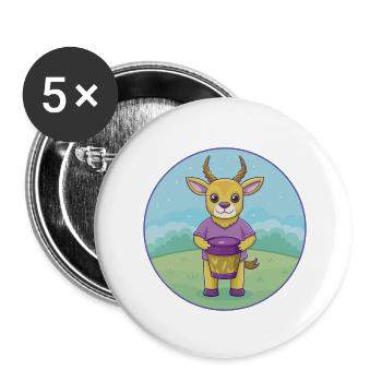 Bongo Niedliche Kawaii Cartoon Clipart Tier Haustier - Buttons klein 25 mm (5er Pack) - Weiß - Vorne
