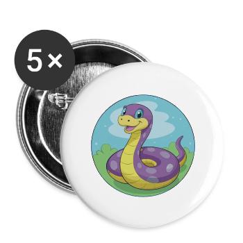 Anaconda Niedliche Kawaii Cartoon Clipart Tier Haustier - Buttons klein 25 mm (5er Pack) - Weiß - Vorne