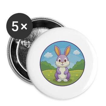 Lapin Mignon Kawaii Dessin animé Clipart Animal de compagnie - Lot de 5 petits badges (25 mm) - blanc - Devant
