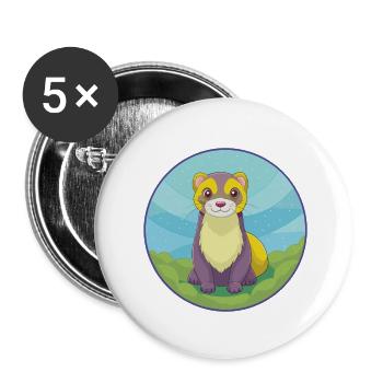 Furet mignon Kawaii dessin animé Clipart Animal de compagnie - Lot de 5 petits badges (25 mm) - blanc - Devant