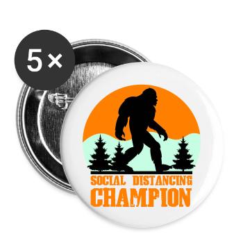 big foot social distancing - Buttons small 1''/25 mm (5-pack) - white - Front