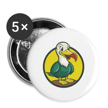 Albatross Cute Kawaii Cartoon Clipart Pet Animal - Buttons small 1''/25 mm (5-pack) - white - Front