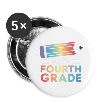Hello Fourth Grade - Buttons klein 25 mm (5er Pack) - Weiß - Vorne
