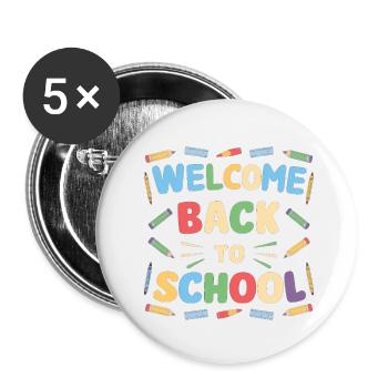 Welcome Back To School - Buttons klein 25 mm (5er Pack) - Weiß - Vorne