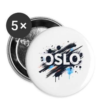 Oslo Norvège Norge Norwegen - Lot de 5 petits badges (25 mm) - blanc - Devant