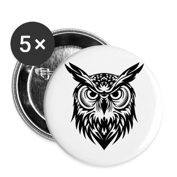 Eule - Buttons klein 25 mm (5er Pack) - Weiß - Vorne