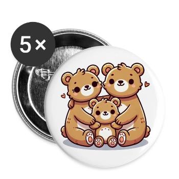 Bear Family Mother And Father With One Child - Buttons small 1''/25 mm (5-pack) - white - Front