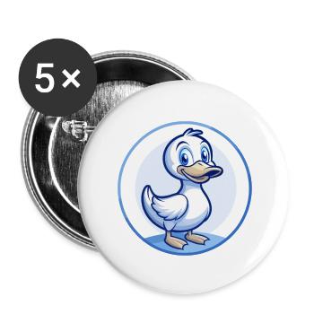 Canard Bleu Kawaii Dessin Animé Personnage Clipart Animal de compagnie - Lot de 5 petits badges (25 mm) - blanc - Devant