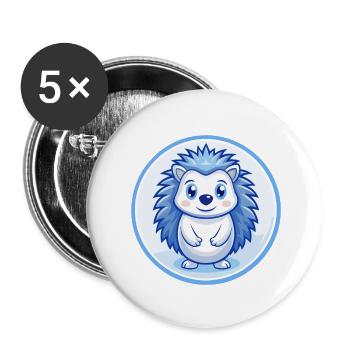 Igel Blau Kawaii Cartoon Figur Clipart Haustier - Buttons klein 25 mm (5er Pack) - Weiß - Vorne