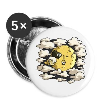 Lune de Méliès et bière - Lot de 5 petits badges (25 mm) - blanc - Devant