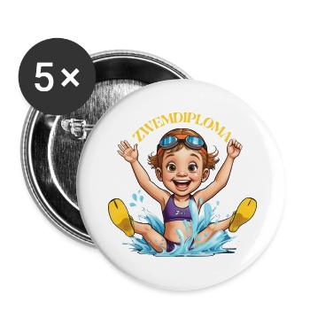 Diplôme de natation : Super nageur ! - Lot de 5 petits badges (25 mm) - blanc - Devant