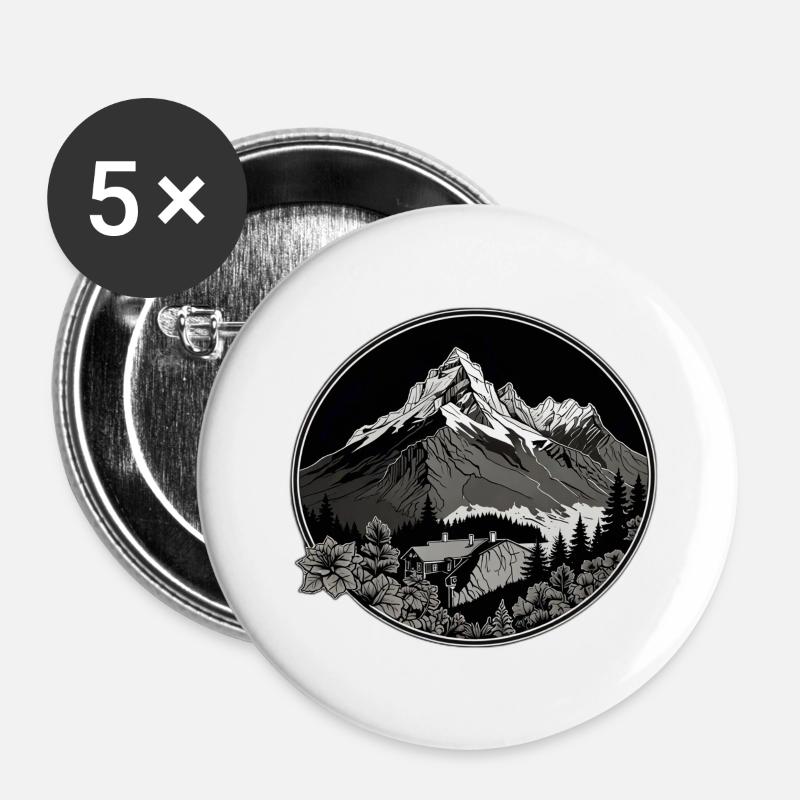 Swiss Mountains - Buttons small 1''/25 mm (5-pack) - white