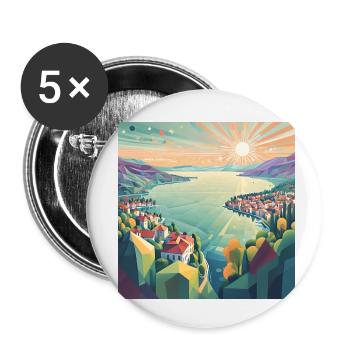 Lac Happy - Lot de 5 petits badges (25 mm) - blanc - Devant