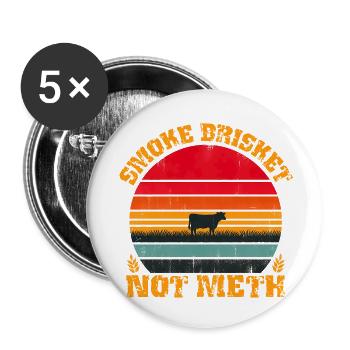 Poitrine de fumée pas de méthamphétamine, drôle de conception de vache rétro - Lot de 5 petits badges (25 mm) - blanc - Devant