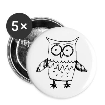 Eule Eulen Vogel - Buttons klein 25 mm (5er Pack) - Weiß - Vorne
