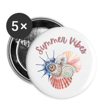 Ambiance estivale - Lot de 5 petits badges (25 mm) - blanc - Devant