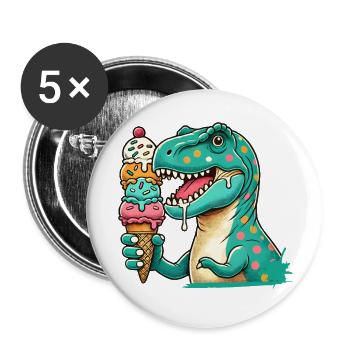 Motif de glace Dino : une aventure pour les gourmands - Lot de 5 petits badges (25 mm) - blanc - Devant