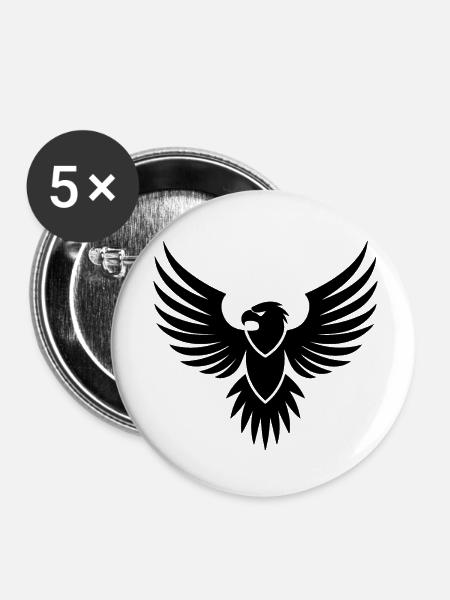 Adler Adlerkopf - Buttons klein 25 mm (5er Pack) - Weiß