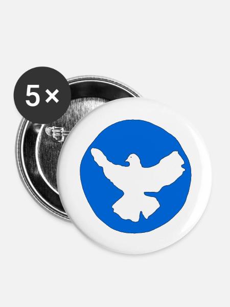 Friedenstaube - Buttons klein 25 mm (5er Pack) - Weiß