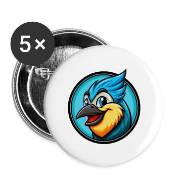 Jay Bird Bunte Kawaii Cartoon Figur Clipart - Buttons klein 25 mm (5er Pack) - Weiß - Vorne