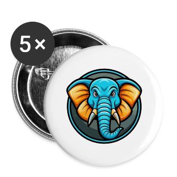 éléphant coloré kawaii personnage de dessin animé clipart - Lot de 5 petits badges (25 mm) - blanc - Devant
