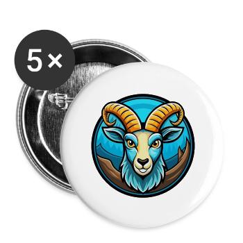 Steinbock Bunte Kawaii Cartoon Figur Clipart Haustier - Buttons klein 25 mm (5er Pack) - Weiß - Vorne
