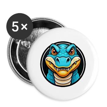 Komodowaran Bunte Kawaii Zeichentrickfigur - Buttons klein 25 mm (5er Pack) - Weiß - Vorne